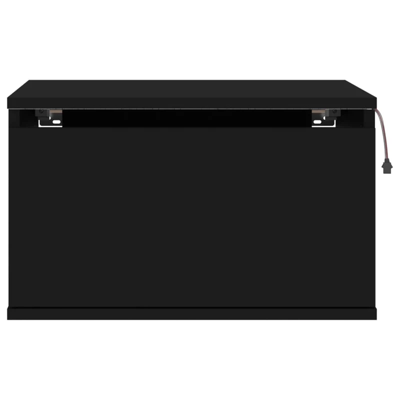 Table de chevet murale avec lumières LED et tiroir 50 x 36 x 30 cm bois d'ingénierie noir DEC034203