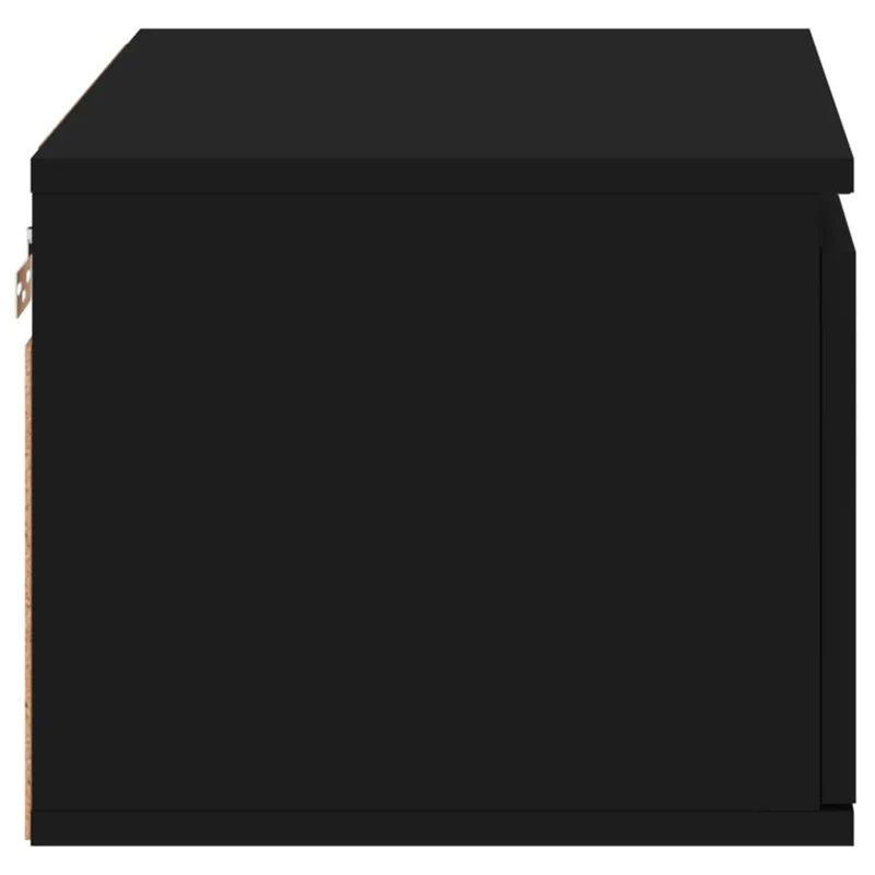 Table de chevet murale avec lumières LED et tiroir 50 x 36 x 30 cm bois d'ingénierie noir DEC034203