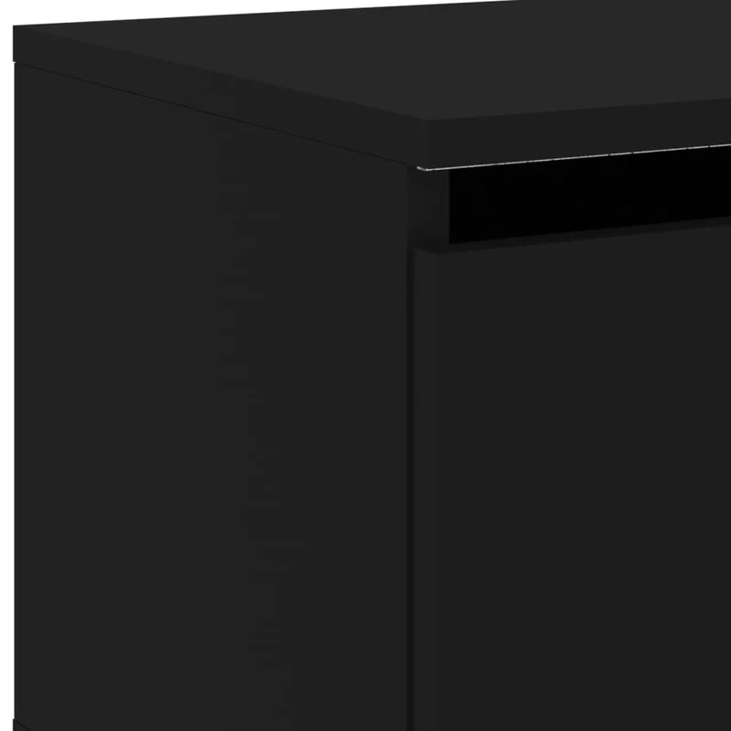 Table de chevet murale avec lumières LED et tiroir 50 x 36 x 30 cm bois d'ingénierie noir DEC034203