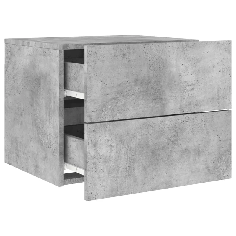 Table de chevet murale avec lumières LED et 2 tiroirs 50 x 39 x 41 cm en bois d'ingénierie gris DEC034198