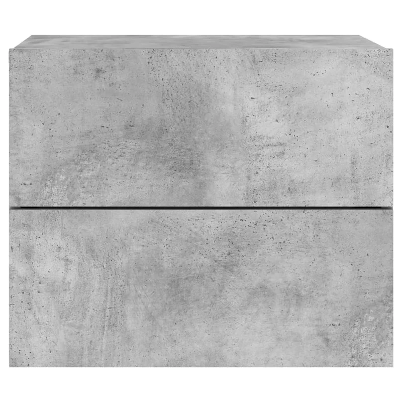 Table de chevet murale avec lumières LED et 2 tiroirs 50 x 39 x 41 cm en bois d'ingénierie gris DEC034198