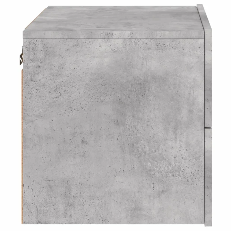 Table de chevet murale avec lumières LED et 2 tiroirs 50 x 39 x 41 cm en bois d'ingénierie gris DEC034198