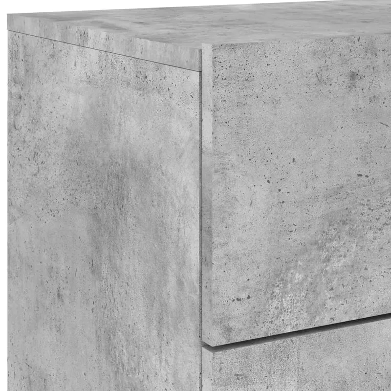 Table de chevet murale avec lumières LED et 2 tiroirs 50 x 39 x 41 cm en bois d'ingénierie gris DEC034198