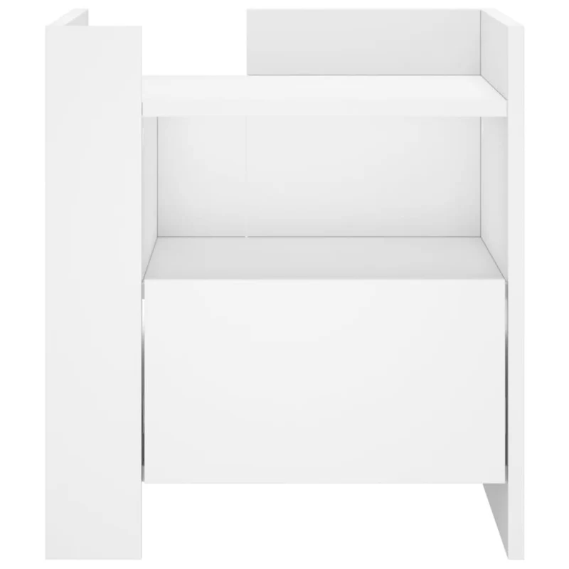 Table de chevet avec tiroir et étagère 45 x 50 x 50 cm bois d’ingénierie blanc DEC033408