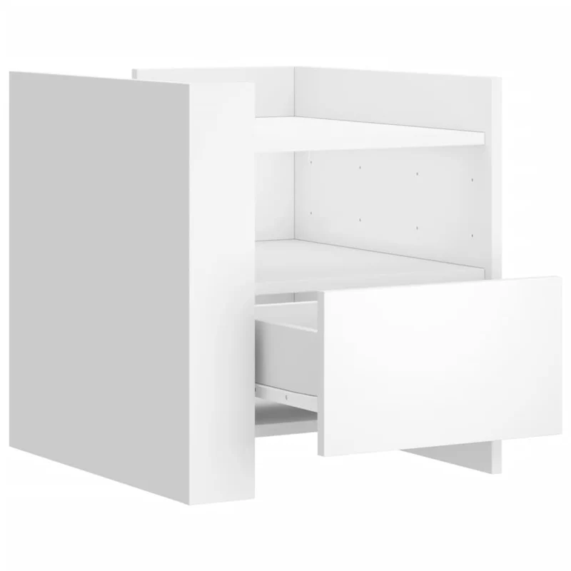 Table de chevet avec tiroir et étagère 45 x 50 x 50 cm bois d’ingénierie blanc DEC033408