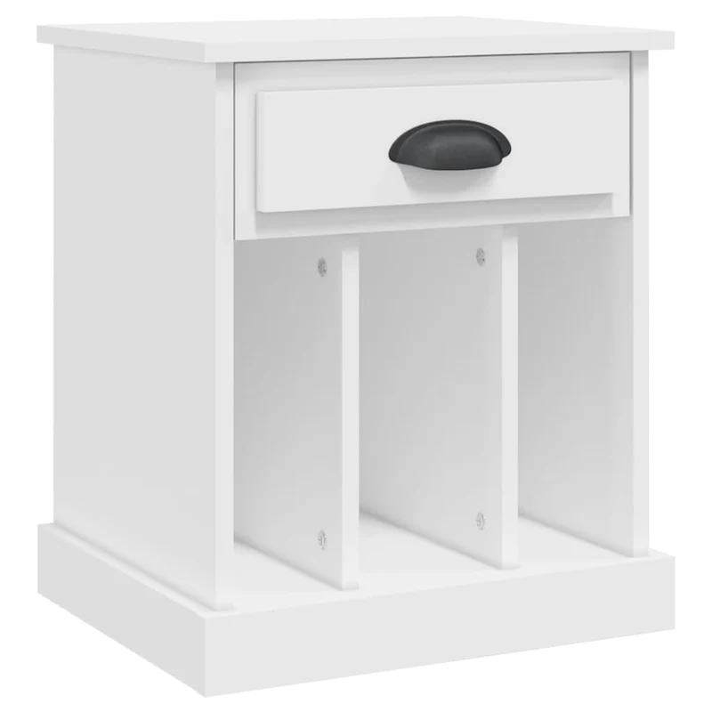 Table de chevet avec tiroir et 3 compartiments 43 x 36 x 50 cm bois d'ingénierie blanc DEC033403