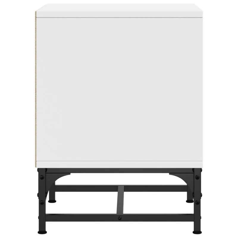 Table de chevet avec porte vitrée 35 x 37 x 50 cm bois d'ingénierie blanc verre acier DEC033265