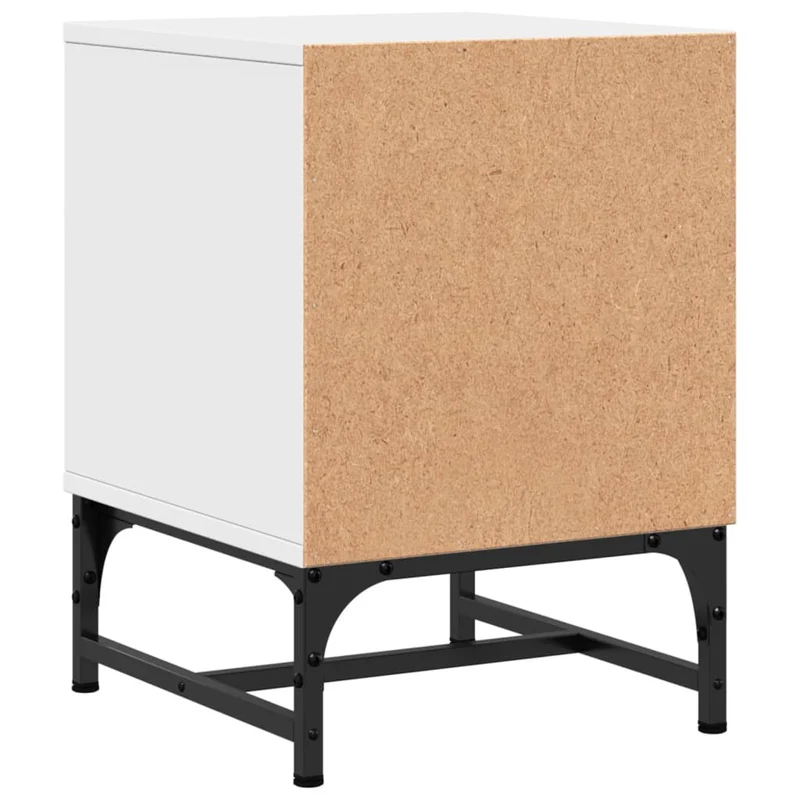 Table de chevet avec porte vitrée 35 x 37 x 50 cm bois d'ingénierie blanc verre acier DEC033265
