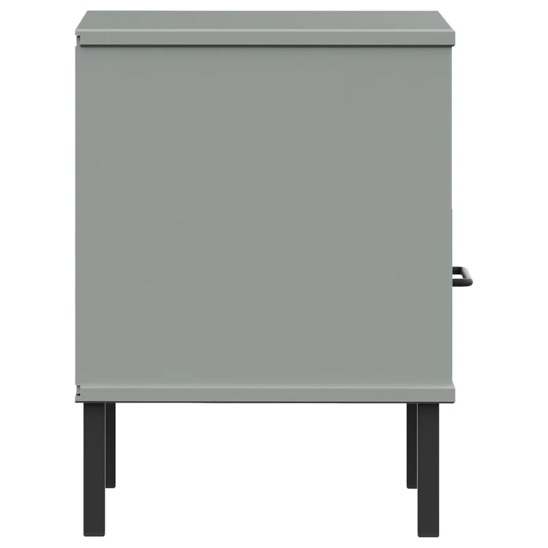 Table de chevet avec pieds en métal et tiroir et étagère 40 x 35 x 46,5 cm en bois pin massif gris DEC033245