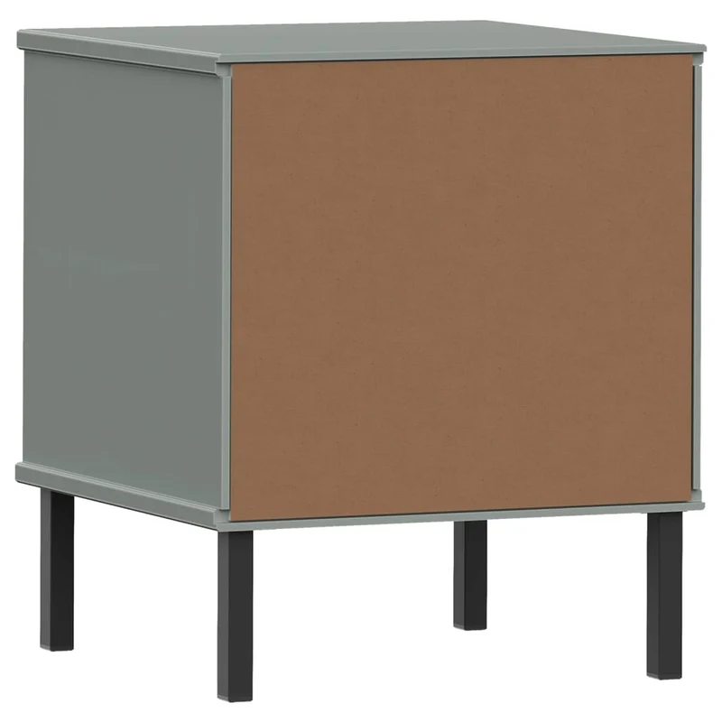 Table de chevet avec pieds en métal et tiroir et étagère 40 x 35 x 46,5 cm en bois pin massif gris DEC033245
