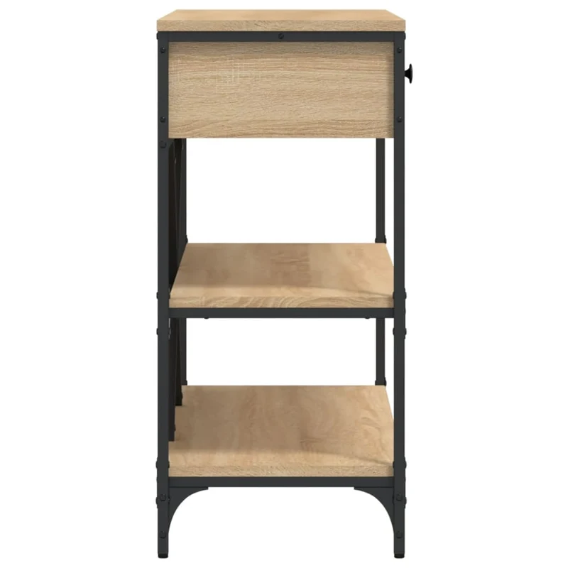 Table console avec tiroirs et étagères 100 x 34,5 x 75 cm en bois d'ingénierie couleur chêne et acier DEC031635