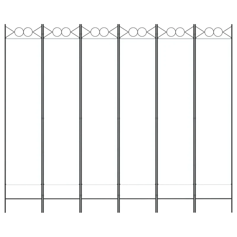 Paravent séparateur de pièce cloison 6 panneaux 240 x 200 cm tissu blanc et fer DEC031045