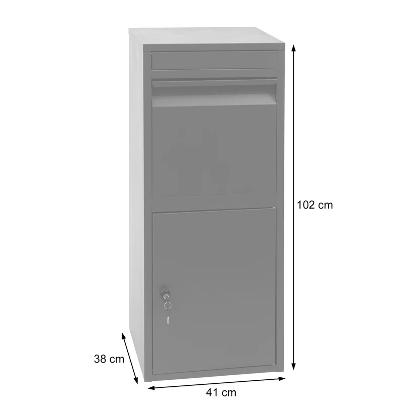 Boîte à colis paquet boîte aux lettres sur pieds 102x41x38 cm en acier inoxydable anthracite galvanisé 04_0001374