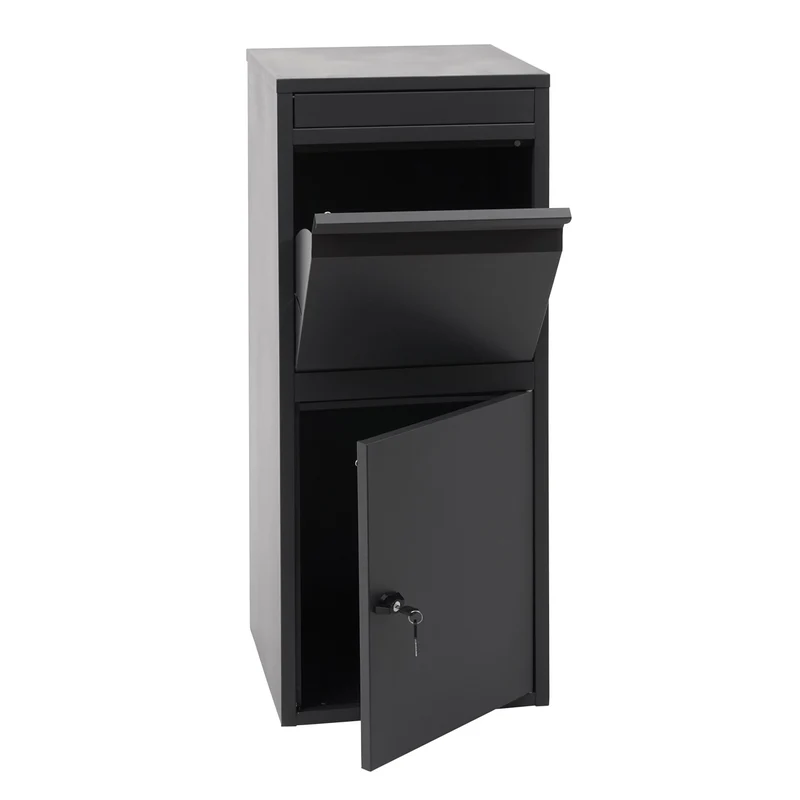 Boîte à colis paquet boîte aux lettres sur pieds 102x41x38 cm en acier inoxydable anthracite galvanisé 04_0001374