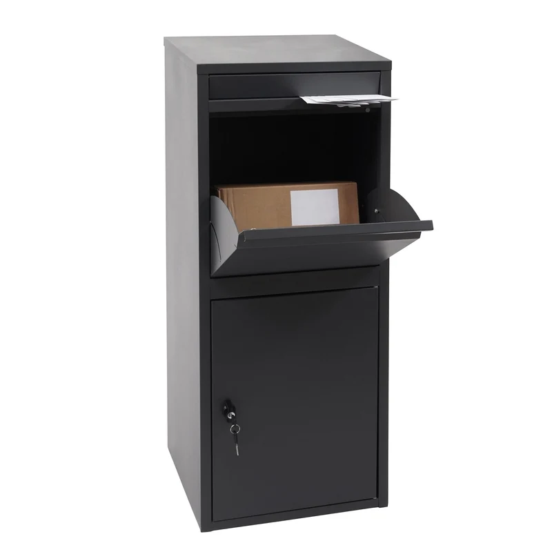 Boîte à colis paquet boîte aux lettres sur pieds 102x41x38 cm en acier inoxydable anthracite galvanisé 04_0001374