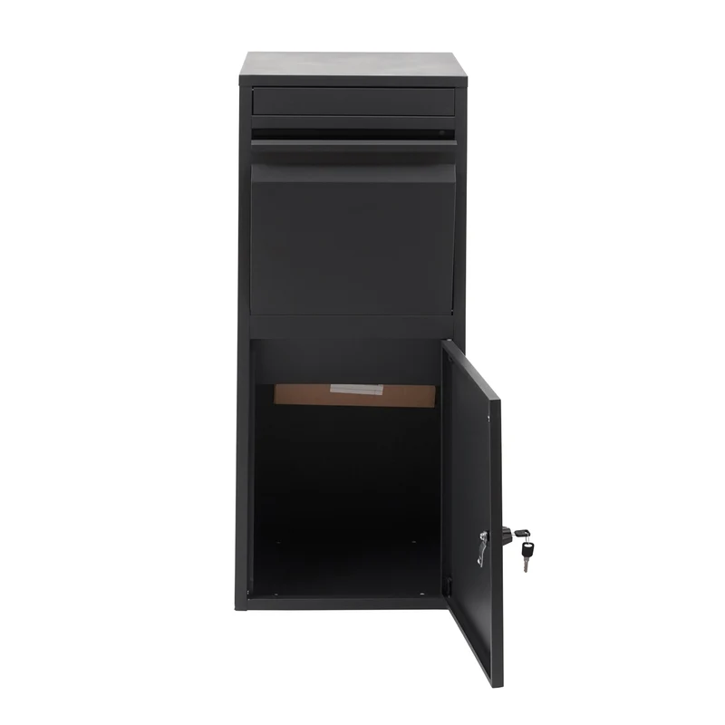 Boîte à colis paquet boîte aux lettres sur pieds 102x41x38 cm en acier inoxydable anthracite galvanisé 04_0001374