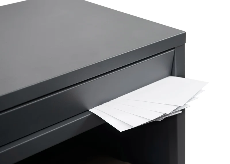 Boîte à colis paquet boîte aux lettres sur pieds 102x41x38 cm en acier inoxydable anthracite galvanisé 04_0001374