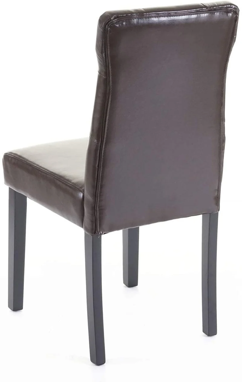 Lot de 4 chaises en synthétique marron pieds en bois foncé CDS04544