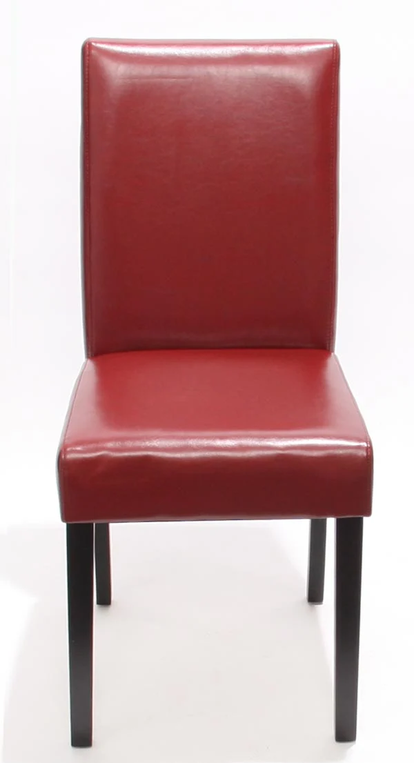 Lot de 2 chaises de salle à manger cuisine en cuir rouge pieds en bois foncés design moderne 04_0000287
