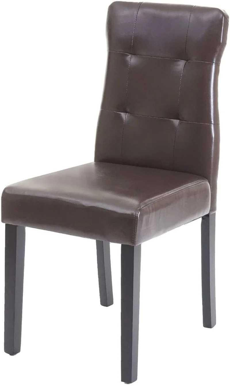 Lot de 6 chaises en synthétique marron pieds en bois foncé CDS04644