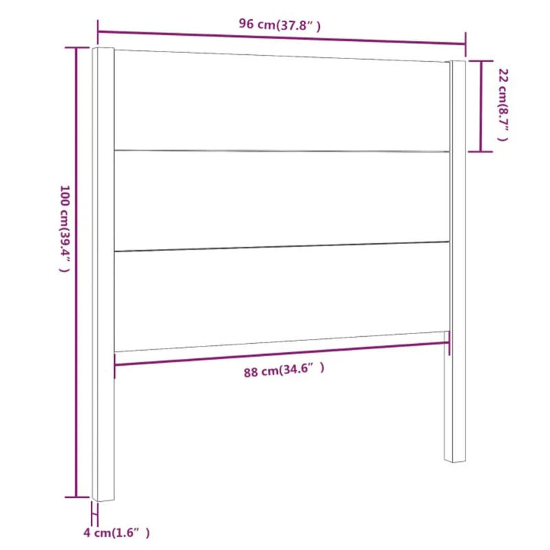 Tête de lit accessoire couchage chambre à coucher meuble 96 x 4 x 100 cm bois de pin massif TDL0205880