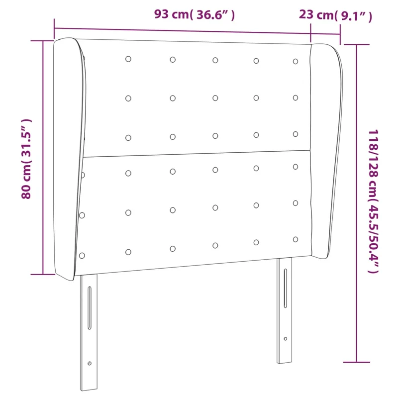 Tête de lit accessoire couchage chambre à coucher meuble avec rebord latéral 93 x 23 x 118/128 cm synthétique blanc TDL0205762