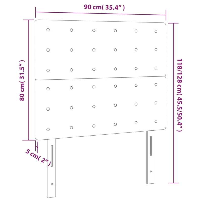 Tête de lit accessoire couchage chambre à coucher meuble à LED 90 x 5 x 118/128 cm synthétique blanc TDL0201920