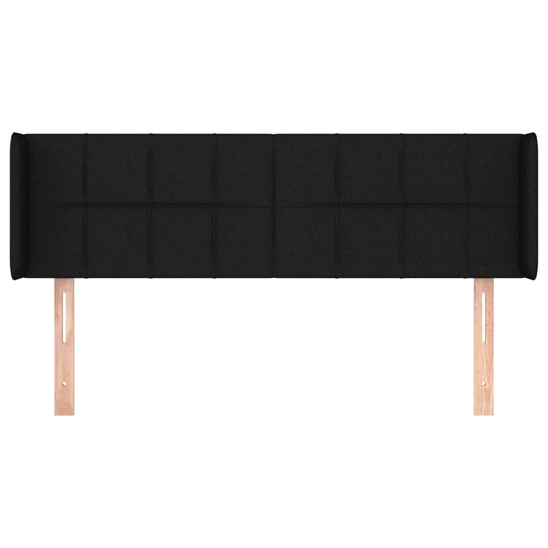 Tête de lit accessoire couchage chambre à coucher meuble avec rebord latéral 147 x 16 x 78/88 cm tissu noir TDL0204571