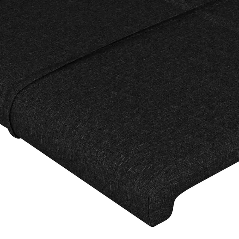 Tête de lit accessoire couchage chambre à coucher meuble avec rebord latéral 147 x 16 x 78/88 cm tissu noir TDL0204571