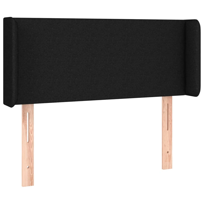 Tête de lit accessoire couchage chambre à coucher meuble avec rebord latéral 93 x 16 x 78/88 cm tissu noir TDL0204405
