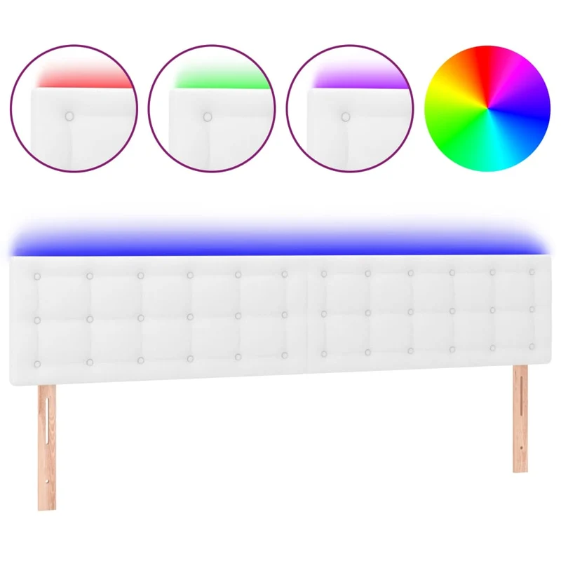 Tête de lit accessoire couchage chambre à coucher meuble à LED 180 x 5 x 78/88 cm synthétique blanc TDL0201937