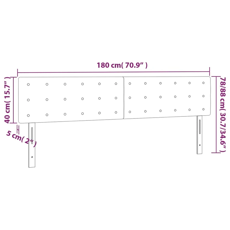 Tête de lit accessoire couchage chambre à coucher meuble à LED 180 x 5 x 78/88 cm synthétique blanc TDL0201937