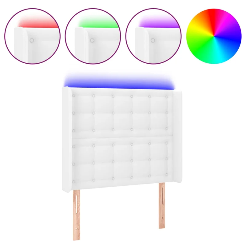Tête de lit accessoire couchage chambre à coucher meuble à LED 93 x 16 x 118/128 cm synthétique blanc TDL0201915