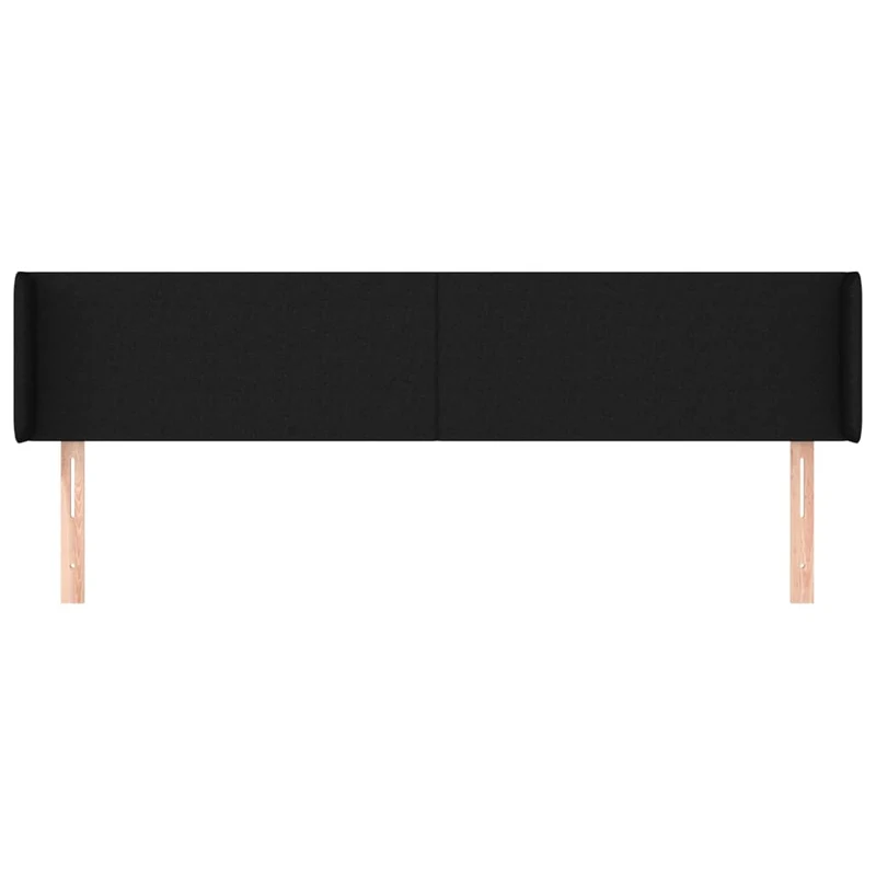 Tête de lit accessoire couchage chambre à coucher meuble avec rebord latéral 163 x 16 x 78/88 cm tissu noir TDL0204535