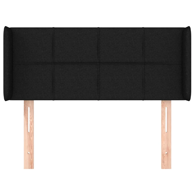 Tête de lit accessoire couchage chambre à coucher meuble avec rebord latéral 103 x 16 x 78/88 cm tissu noir TDL0204621