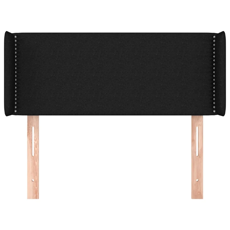 Tête de lit accessoire couchage chambre à coucher meuble avec rebord latéral 93 x 16 x 78/88 cm tissu noir TDL0204404