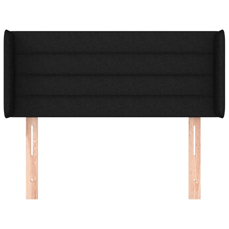 Tête de lit accessoire couchage chambre à coucher meuble avec rebord latéral 93 x 16 x 78/88 cm tissu noir TDL0204401