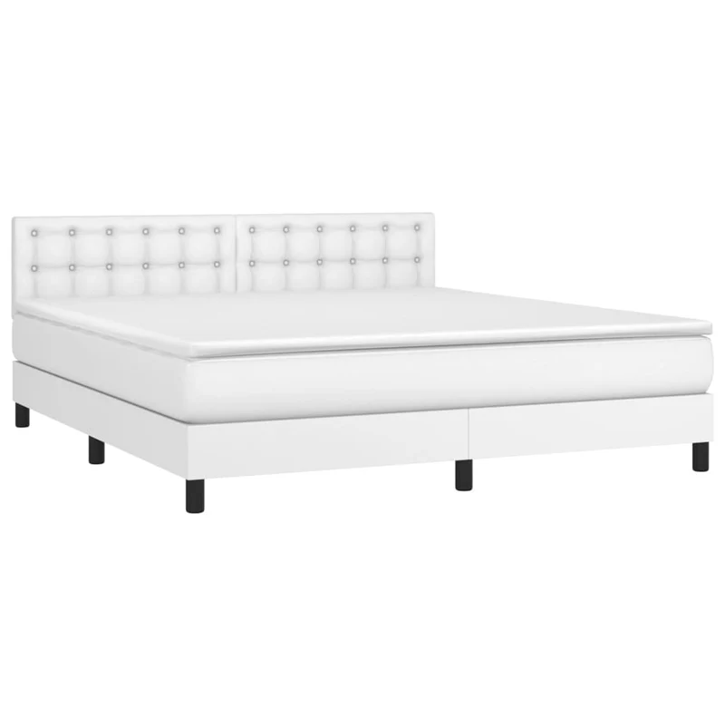 Cadre de lit LED avec sommier tête de lit matelas 180x200 cm synthétique blanc TDL0208720