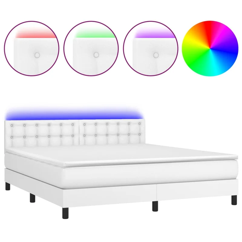 Cadre de lit LED avec sommier tête de lit matelas 180x200 cm synthétique blanc TDL0208720