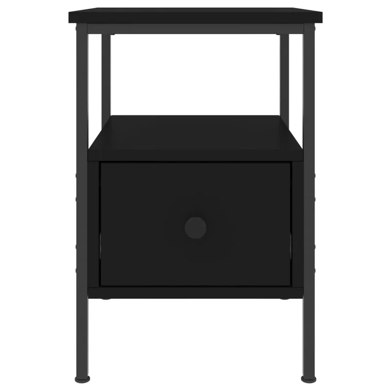 Table de chevet avec tiroir et étagère ouverte 34 x 36 x 50 cm bois d’ingénierie noir DEC034356