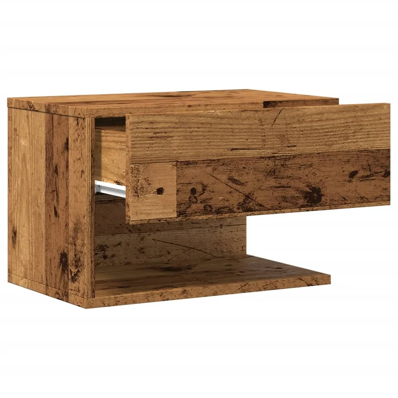 Table de chevet murale avec tiroir et étagère 46 x 29,5 x 30 cm bois d'ingénierie marron vieilli DEC034337