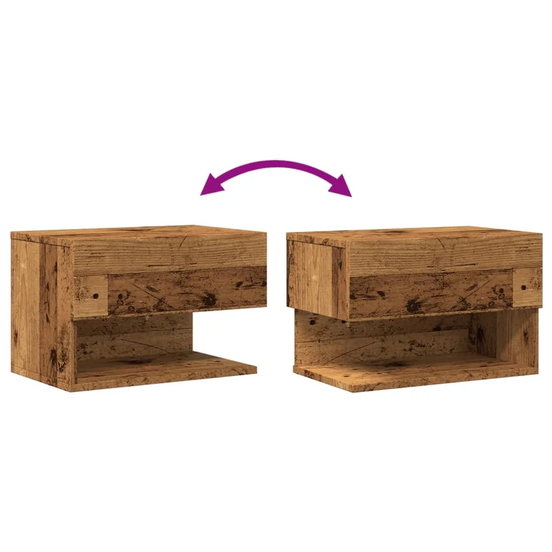 Table de chevet murale avec tiroir et étagère 46 x 29,5 x 30 cm bois d'ingénierie marron vieilli DEC034337