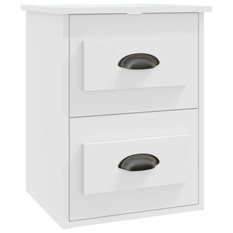 Table de chevet avec deux tiroirs 41,5 x 36 x 53 cm en bois d'ingénierie blanc DEC034225