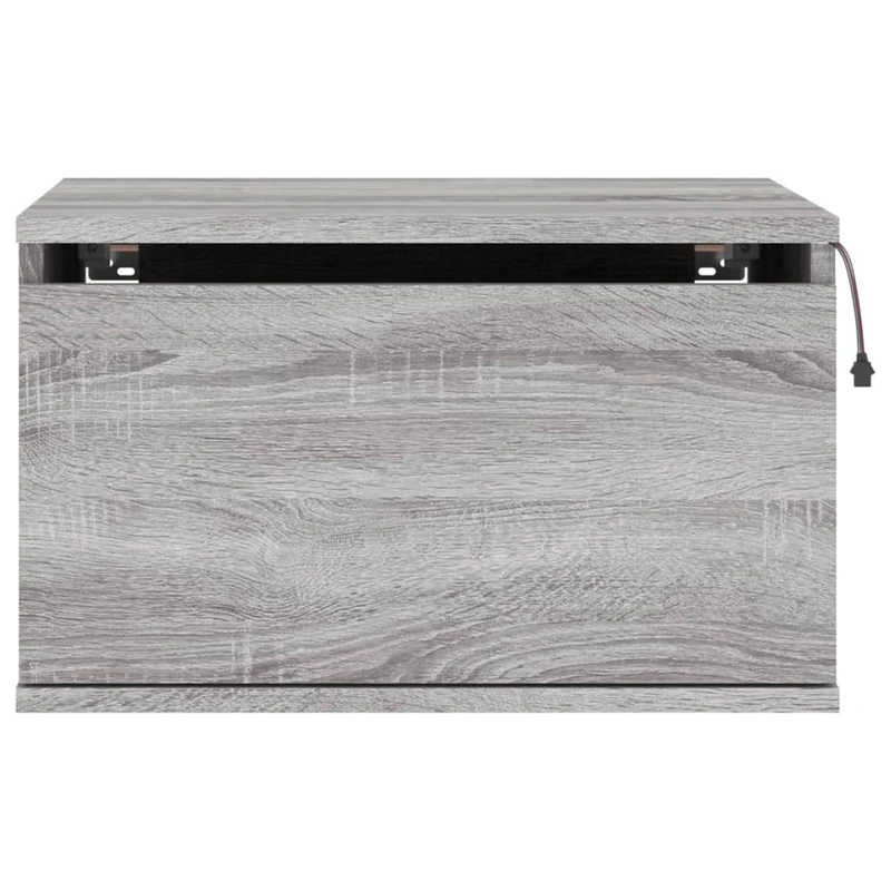 Table de chevet murale avec lumières LED et tiroir 50 x 36 x 30 cm en bois d'ingénierie gris DEC034210