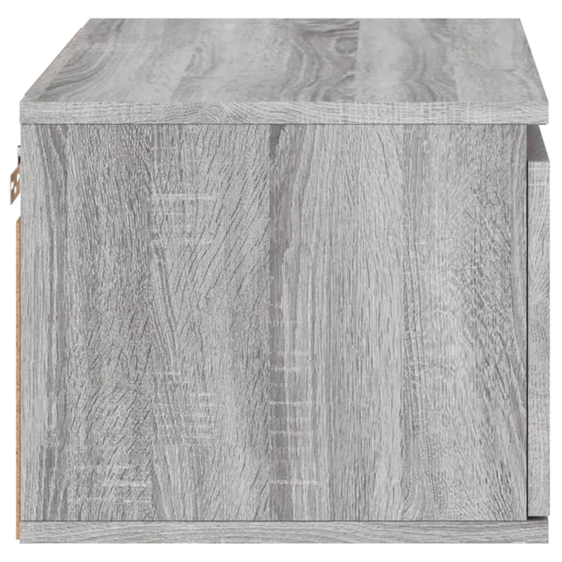 Table de chevet murale avec lumières LED et tiroir 50 x 36 x 30 cm en bois d'ingénierie gris DEC034210
