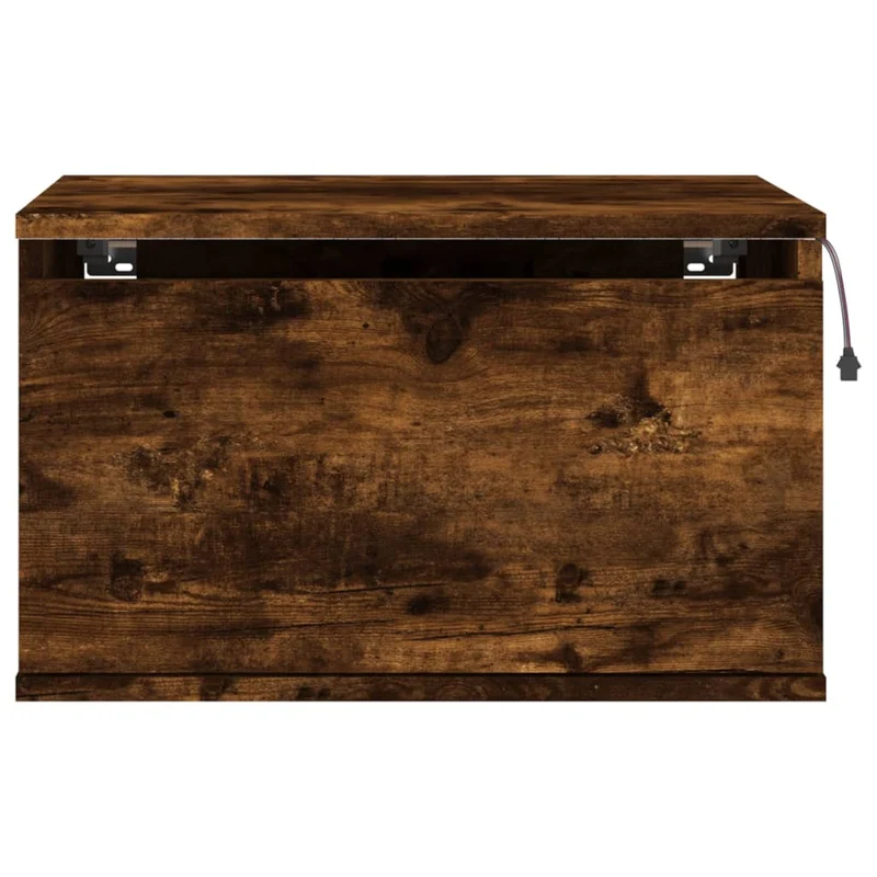 Table de chevet murale avec lumières LED et tiroir 50 x 36 x 30 cm en bois d'ingénierie couleur chêne fumé DEC034170