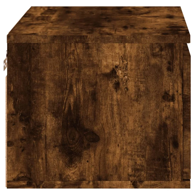 Table de chevet murale avec lumières LED et tiroir 50 x 36 x 30 cm en bois d'ingénierie couleur chêne fumé DEC034170