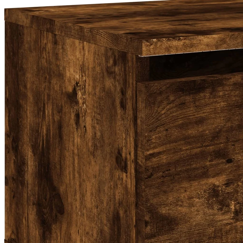 Table de chevet murale avec lumières LED et tiroir 50 x 36 x 30 cm en bois d'ingénierie couleur chêne fumé DEC034170