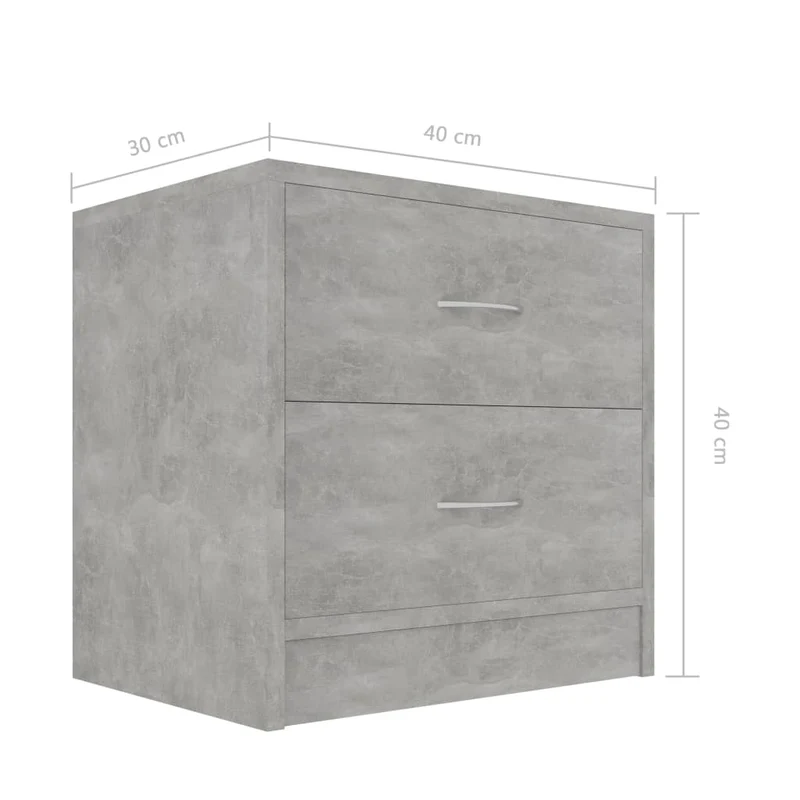 Table de chevet avec deux tiroirs 40 x 30 x 40 cm bois d'ingénierie gris DEC033978