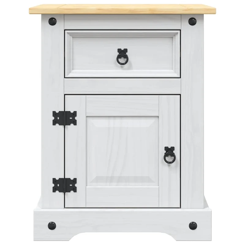 Table de chevet avec tiroir et compartiment avec porte 53 x 39 x 66 cm bois de pin massif blanc DEC033932
